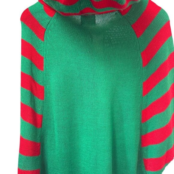 New Elf Ugly Christmas Sweater XS/S Poncho Cape Hood Elf Ears Party Holiday Top - Picture 9 of 10